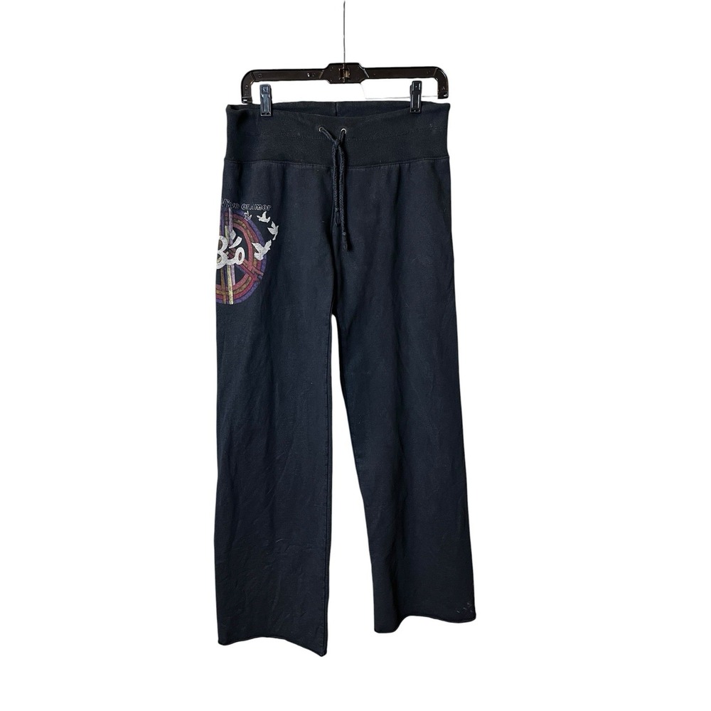 Y2K Lucky Brand Dungarees Sweatpants Large Black Wide Leg